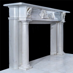 Irish Poseidon White Statuary marble chimneypiece and mantel