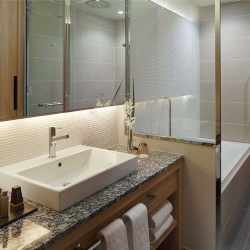 Lavatory Vanity and Glazing Partition for Hotel Bathroom