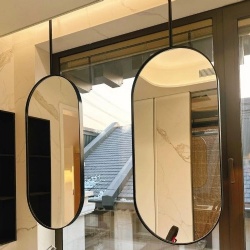 Led Bathroom Mirror Washing Counter Suspended Oval Ceiling Boom Mirror Hotel Homestays with Light Mirror