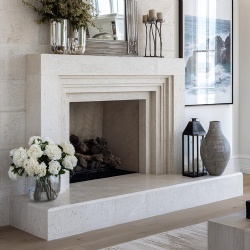 Limestone Linear Mantels Create Museum-Quality Sophistication