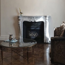 Louis 15th style fireplace and mantel living room