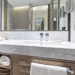 Marble Bianco Carrara bathroom vanity set