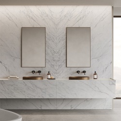 Marble Bianco Statuario bathroom vanity top and wall tiles