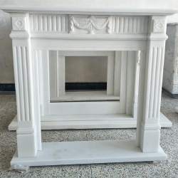 Marble Fireplace Mantel Reproduction in Chinese White Marble