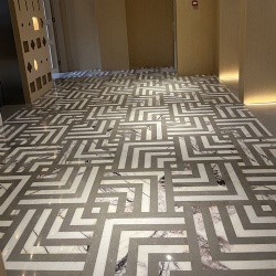 Marble Medallion Flooring in Hotel Elevator Lobby