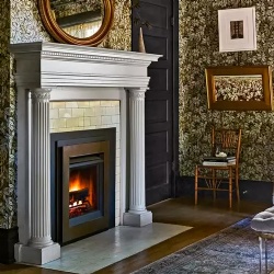 Marble column frame around the fireplace