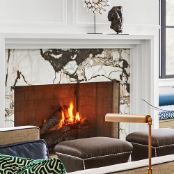 Marble facade for fireplace surround