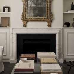 Marble fireplace surround in Jersey Road Residence