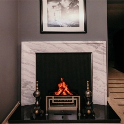 Metro slim marble fireplace surround