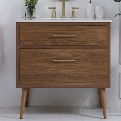 Mid century single sink vanity with tapered legs
