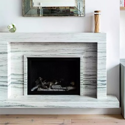 Minimalist Gray Marble Mantel