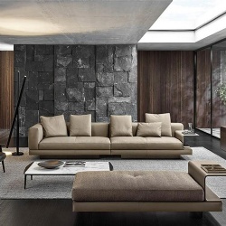 Minotti Connery Leather Sofa for High-End Hotel Lobby