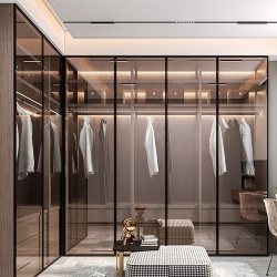 Modern Bedroom Design Aluminum Glass Door Wardrobe Custom Walk in Closet