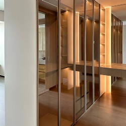 Modern Design Aluminium Frame Finish Glass Wardrobe Plastic MDF Door Home Office Hotel Clothes Storage Cabinet Bedroom Furniture