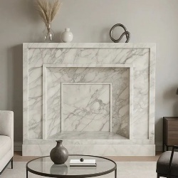 Modern Marble fireplace White Arabescato for Wall Decoration