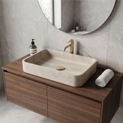 Modern bath vanities with wood vanity base and natural stone marble basin