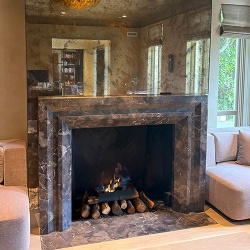 Modern style fireplace mantel by Chinese Emperador Marble