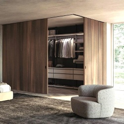 Movable wall and partition by flush wood door