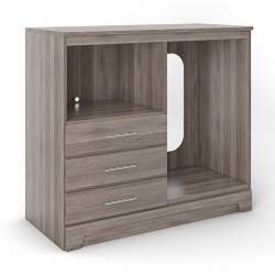 NSW 3 drawers micro and fridge combo cabinet with decorative front kick plate