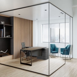 Office Glass Folding Sliding Soundproof Partition Wall Installation