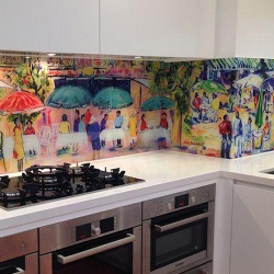 Printed Glass Backsplash for Hotel Restaurant KSA