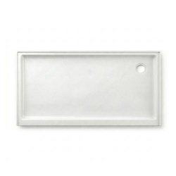 Right Corner Drain Cultured Marble Shower Pan