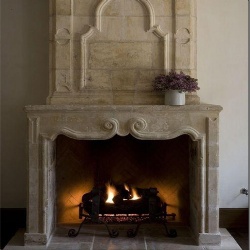 Rustic Limestone Fireplace for Restaurant Lounge