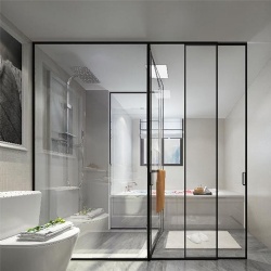 Sliding Tempered Glass Door Partition for Office Bathroom Shower Glass Walls