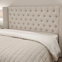 Soft Padded Upholstered Headboard with Nailhead Trim