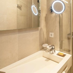 Solid surface lavatory basin for Doubletree by Hilton