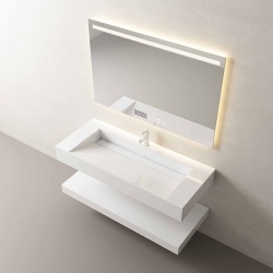 Solid surface ramping sink and basin
