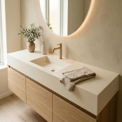 Solid surface with integrated sink