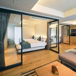 Soundproof Telescopic Sliding Glass Door for Hotel Suites
