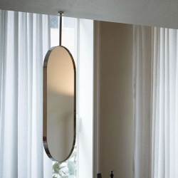 Stainless steel framing and hanging hardware bathroom vanity mirror