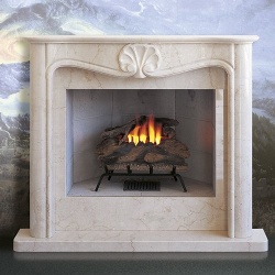Style nuova venezia fireplace mantel in marble botticino