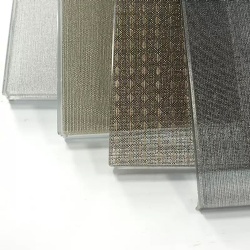 Textile knitting laminated safety glass