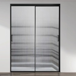 Textured Glass Sliding Door Narrow Aluminum Stile and Rail