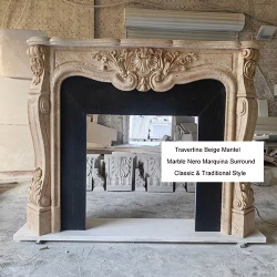 Travertine Beige Fireplace Mantel