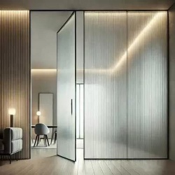 Vertical Fluted Glass Interior Wall Cladding
