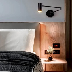 Vinyl Upholstered Headboard with Wall Reading Light