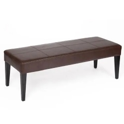Vinyl Upholstery Luggage Bench with Wood Legs