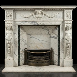 Vitorian style marble fireplace mantel with cast iron insert