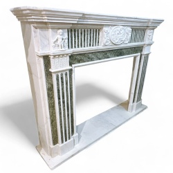 White Carrara and Green Marble Fireplace