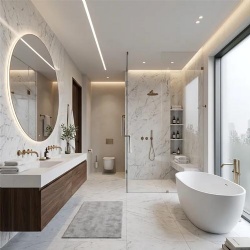 White Natural Stone Marble Shower Wall Tiles