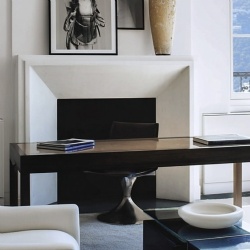 White marble fireplace mantel for office