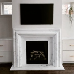 White marble fireplace surround Elizabeth Scott Design
