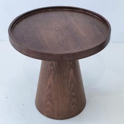 Wood Veneer Round Side Table for Hotel Guestrooms