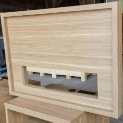 Wooden TV Media Wall Panel with Electrical Management Cutout