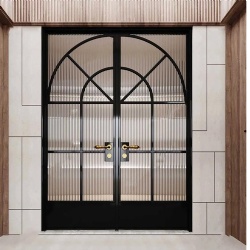 arch retro vintage aluminum fluted glass french door