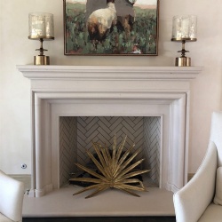 array of real limestone fireplace mantels